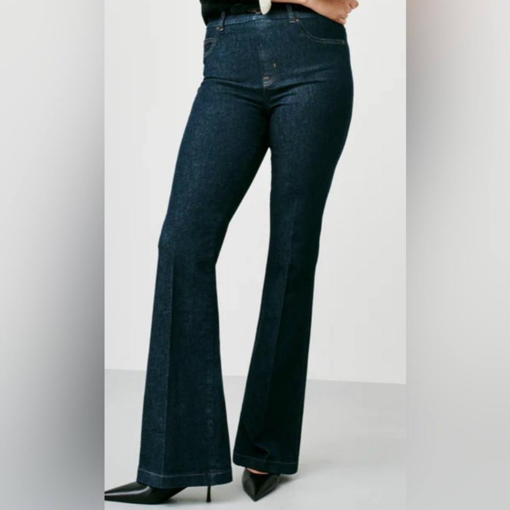 Spanx flared legged jeans.